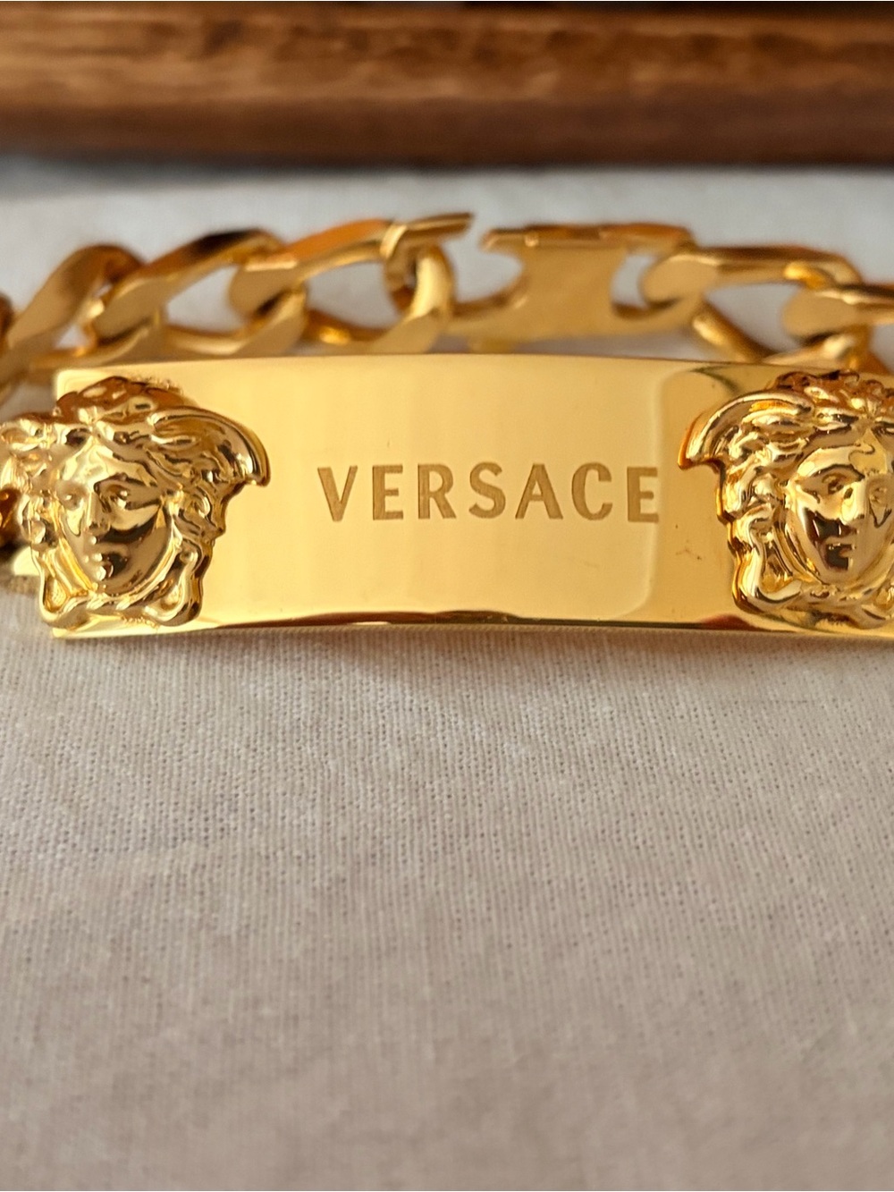 Versace Gold Medusa ID Plate Chain Bracelet - Men